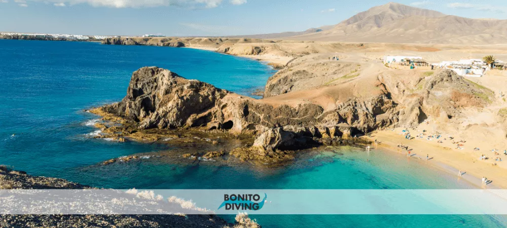 Widok z góry na plażę papagayo na lanzarote
